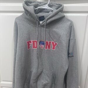FDNY Fire Department Grey Hoodie Size XL New York 9/11 Memorial Unisex Shirt